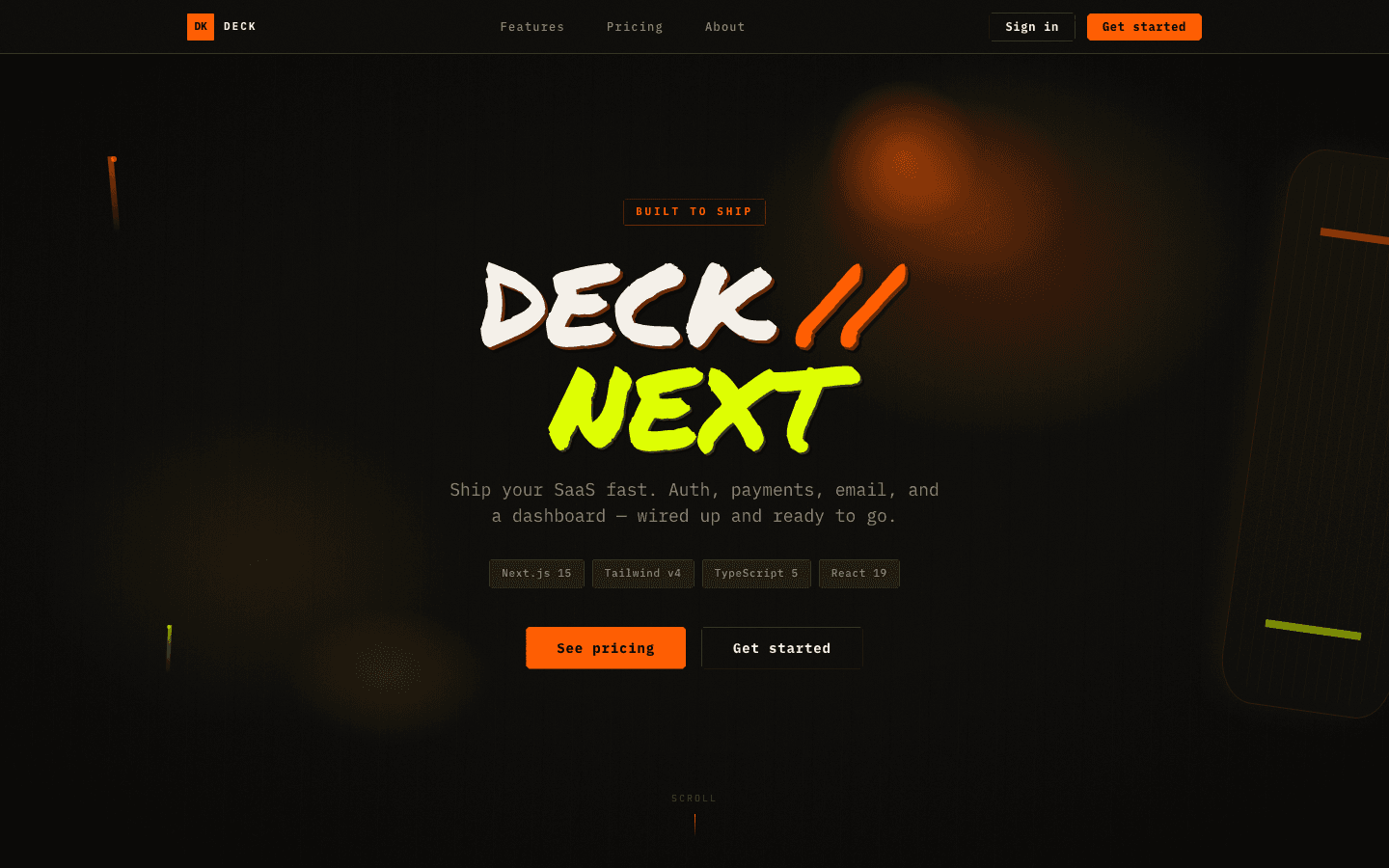 DECK // NEXT landing page